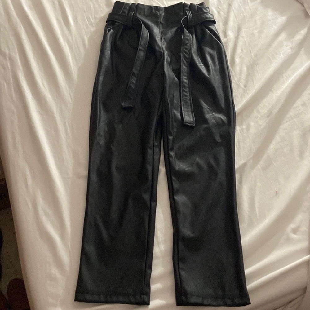 VENTI6 FAUX LEATHER PANTS Black Size Small